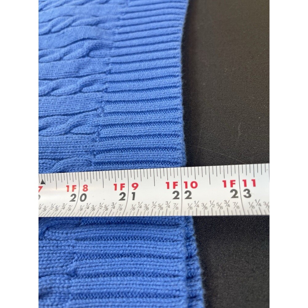 Lauren Ralph Lauren Womens Blue Cable Knit Sweater XL Logo Crewneck Classic READ - Picture 9 of 14